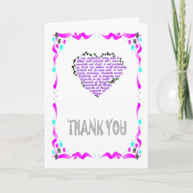 Thank you - Bible verse, lilac heart (Front)
