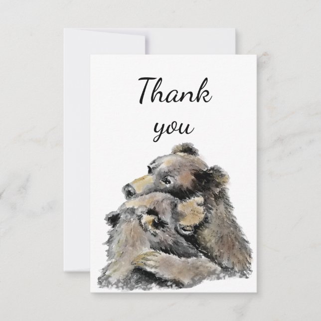 Thank You Big Bear Hug Watercolor Bears (Front)