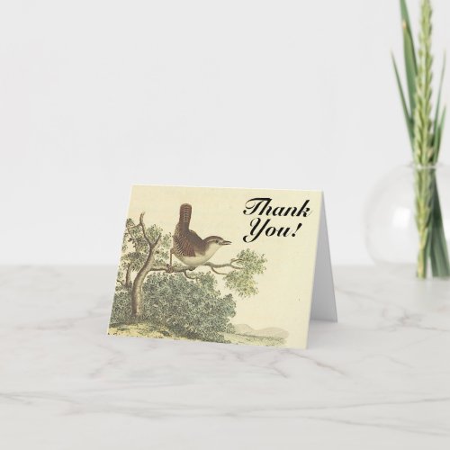 Thank You Bird on a Branch Vintage Look Card