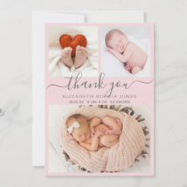 Thank You Birth Announcement Blush Photo Collage