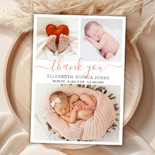 Thank You Birth Announcement Cards Photo Collage