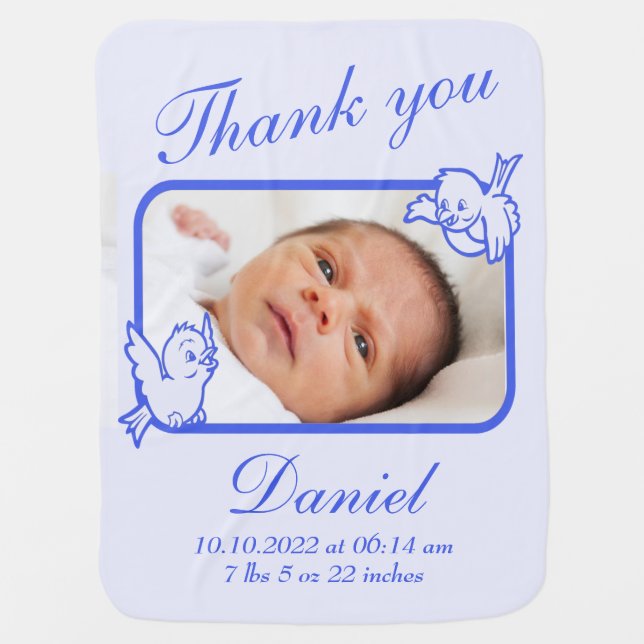 Thank you Birth Announcement photo Baby Blanket (Front)
