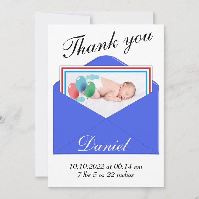 Thank you Birth Announcement photo card (Front)