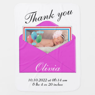 Thank you Birth Announcement photo postcard Baby Blanket