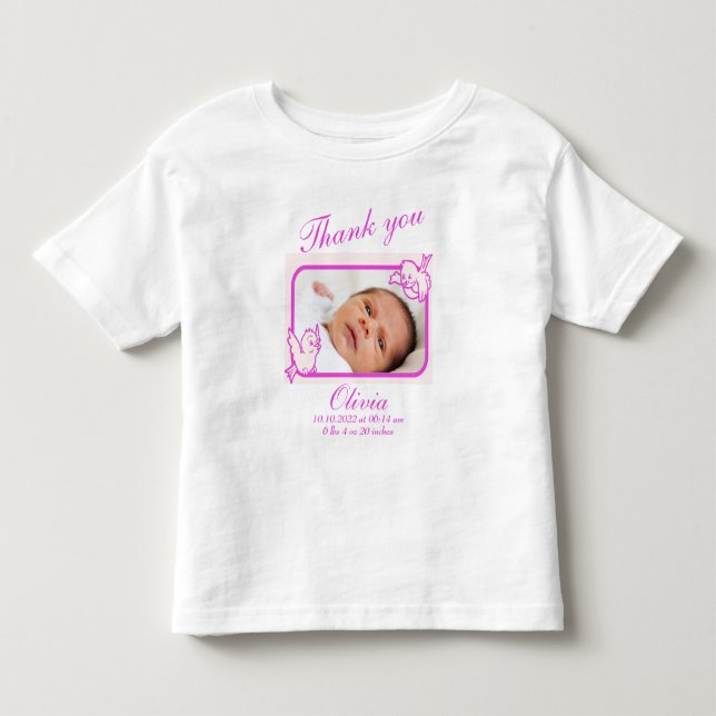 Thank you Birth Announcement photo Toddler T-shirt (Front)