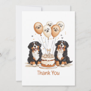 Thank You Birthday Bernese Mountain Dogs Card