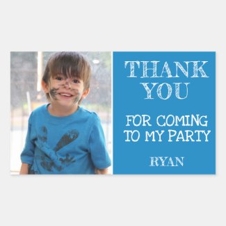 Thank you Birthday Boy Photo Rectangular Sticker