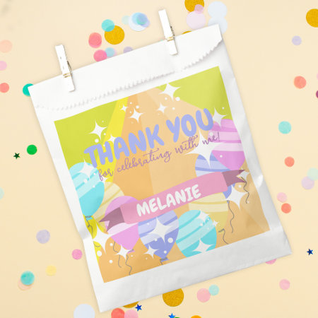 Thank You Birthday Colorful Balloons Sparkles