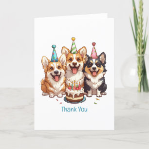 Thank You Birthday Corgi Dogs Card