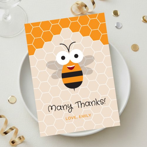 Thank You Birthday Cute Honey Bee Honeycomb Card