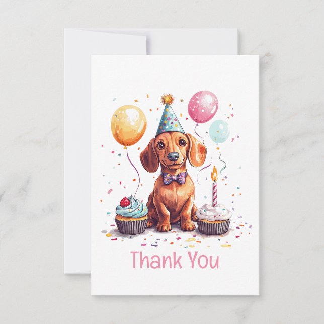 Thank You Birthday Dachshund Dog  (Front)