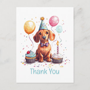 Thank You Birthday Dachshund Dog  Postcard