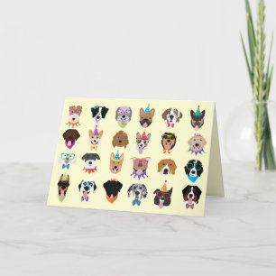 Thank You Birthday Dog Faces Pawty Animals Card