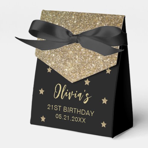 Thank You Birthday Gold Glitter Stars Favor Boxes