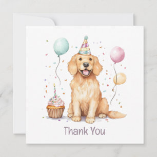 Thank You Birthday Golden Retriever Dog Card