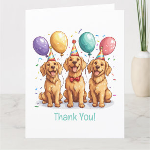 Thank You Birthday Golden Retriever Dogs Card