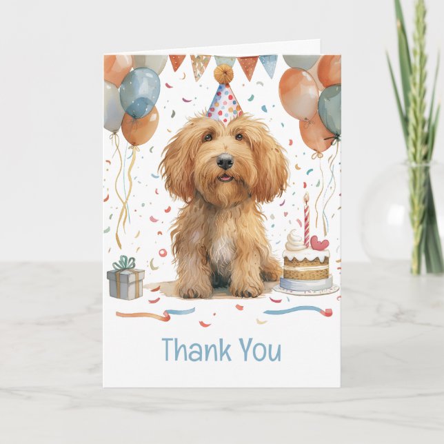 Thank You Birthday Goldendoodle Dog Card (Front)