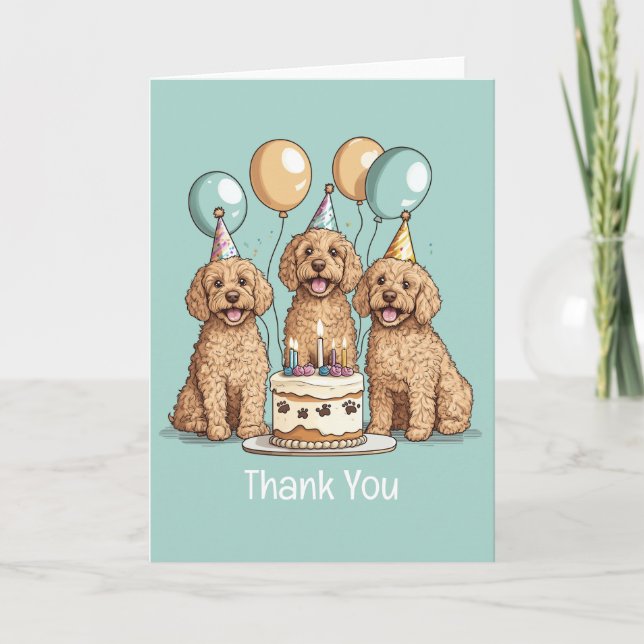 Thank You Birthday Goldendoodle Dogs (Front)