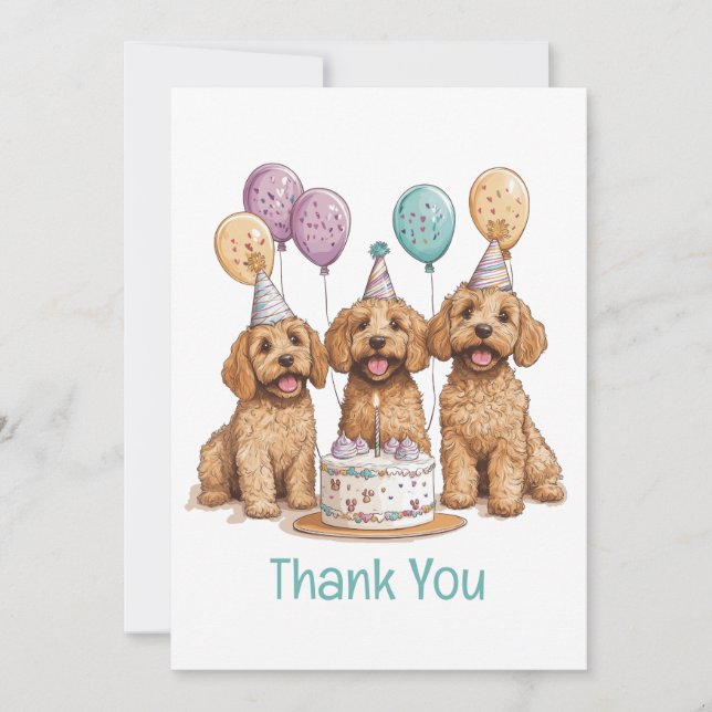 Thank You Birthday Goldendoodle Dogs Birthday Cake (Front)