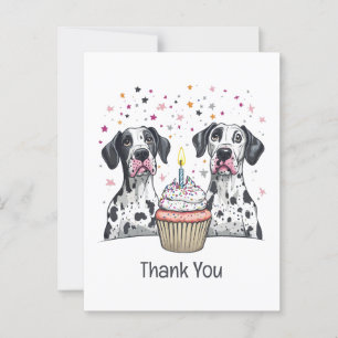 Thank You Birthday Great Dane Dogs Cupcake Postcard
