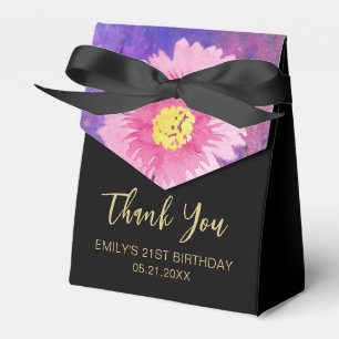 Thank You Birthday Modern Pink Floral Favor Boxes