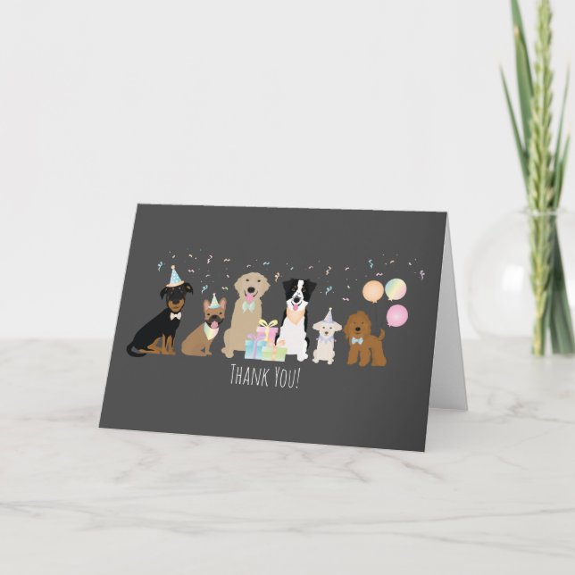 Thank You Birthday Party Dogs Card (Front)