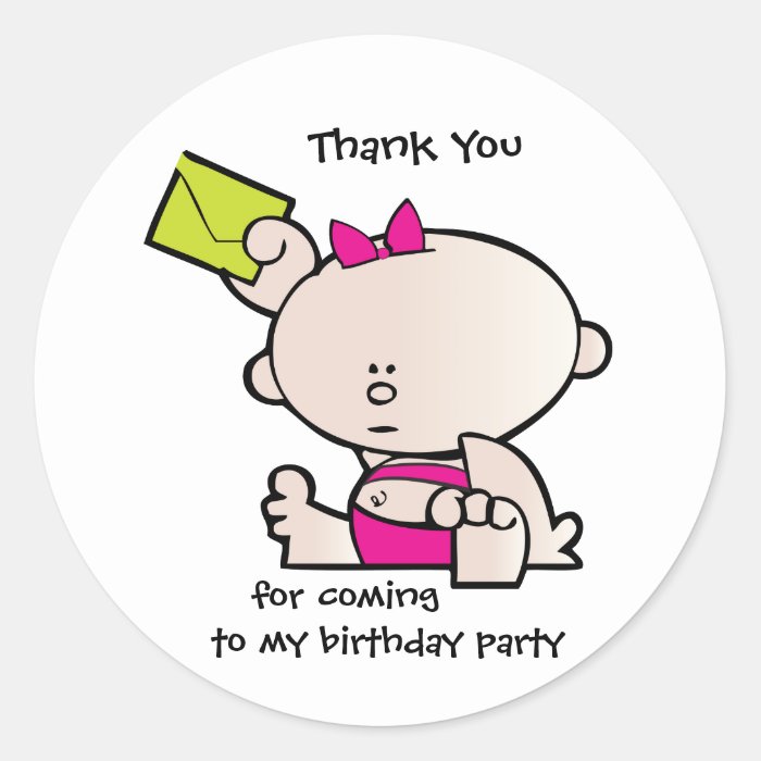 Thank You Birthday Party Gift Tag Sticker