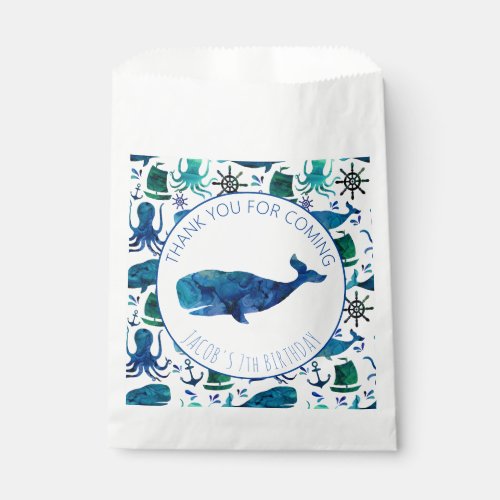 Thank You Birthday Party Marine Whale Nautical Favor Bag