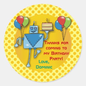 Thank You Birthday Party Yellow Stickers by goodmoments at Zazzle