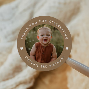 Thank you Birthday Photo Classic Round Sticker