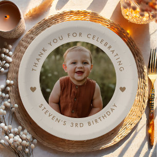 Thank you Birthday Photo  Paper Plates