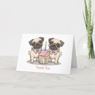 Thank You Birthday Pug Dogs Cupcake