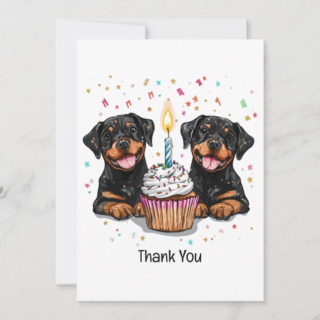 Thank You Birthday Rottweiler Dogs Card (Front)