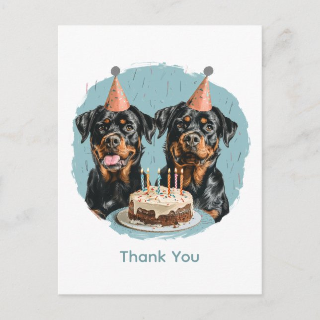 Thank You Birthday Rottweiler Dogs Postcard (Front)