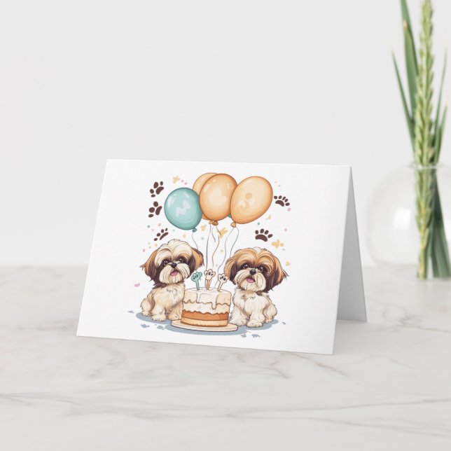 Thank You Birthday Shih Tzu Dogs Birthday Cake (Front)