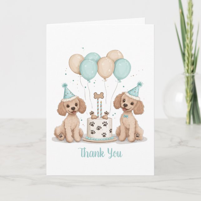 Thank You Birthday Standard Poodle Dogs Card (Front)