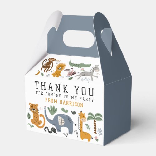 Thank You Birthday Two Wild Safari Animals Kids Favor Boxes