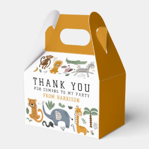 Thank You Birthday Two Wild Safari Animals Kids Favor Boxes