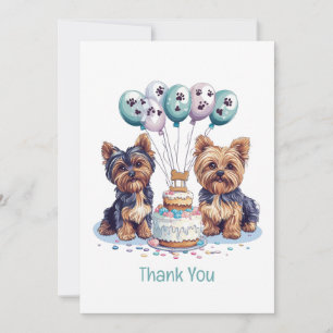 Thank You Birthday Yorkie Dog Card