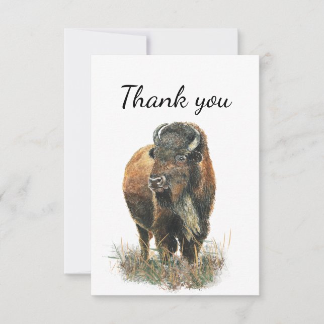 Thank You Bison Buffalo Wildlife Animal Nature Art (Front)