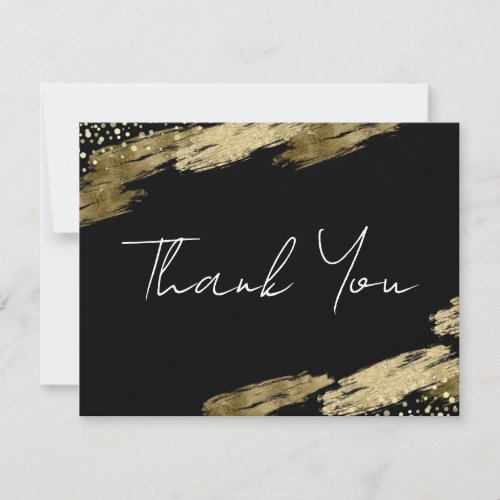 Thank You Black and Gold Elegant  Note Card