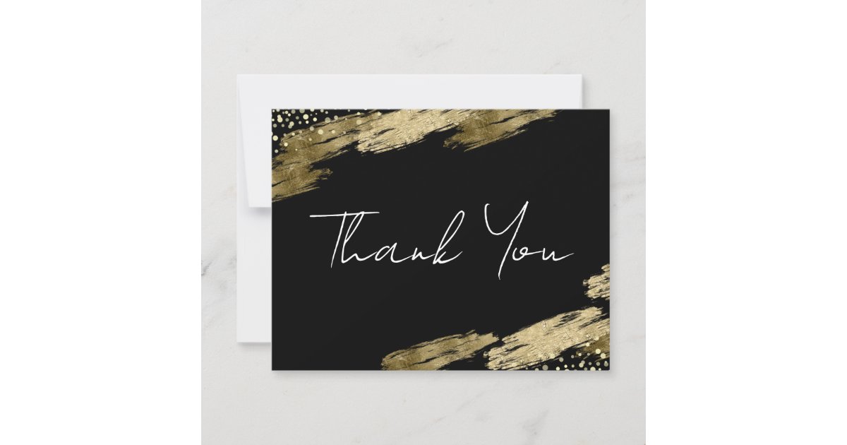 Thank You Black and Gold Elegant Note Card | Zazzle
