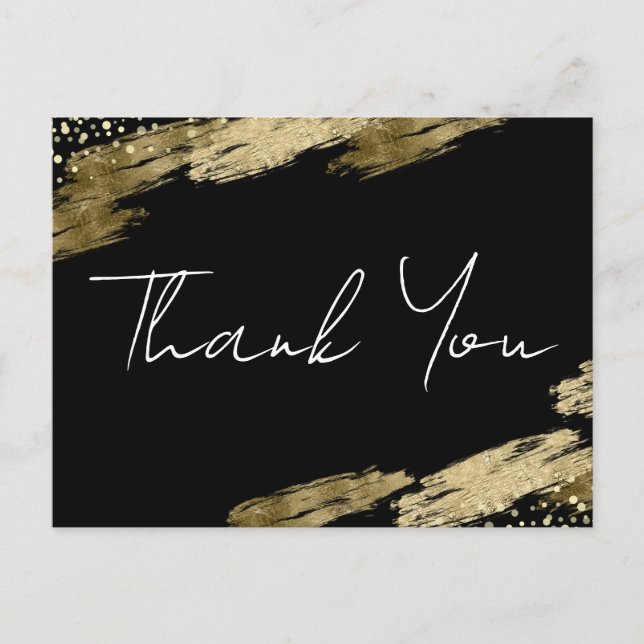 Thank You Black and Gold Elegant Postcard (Front)