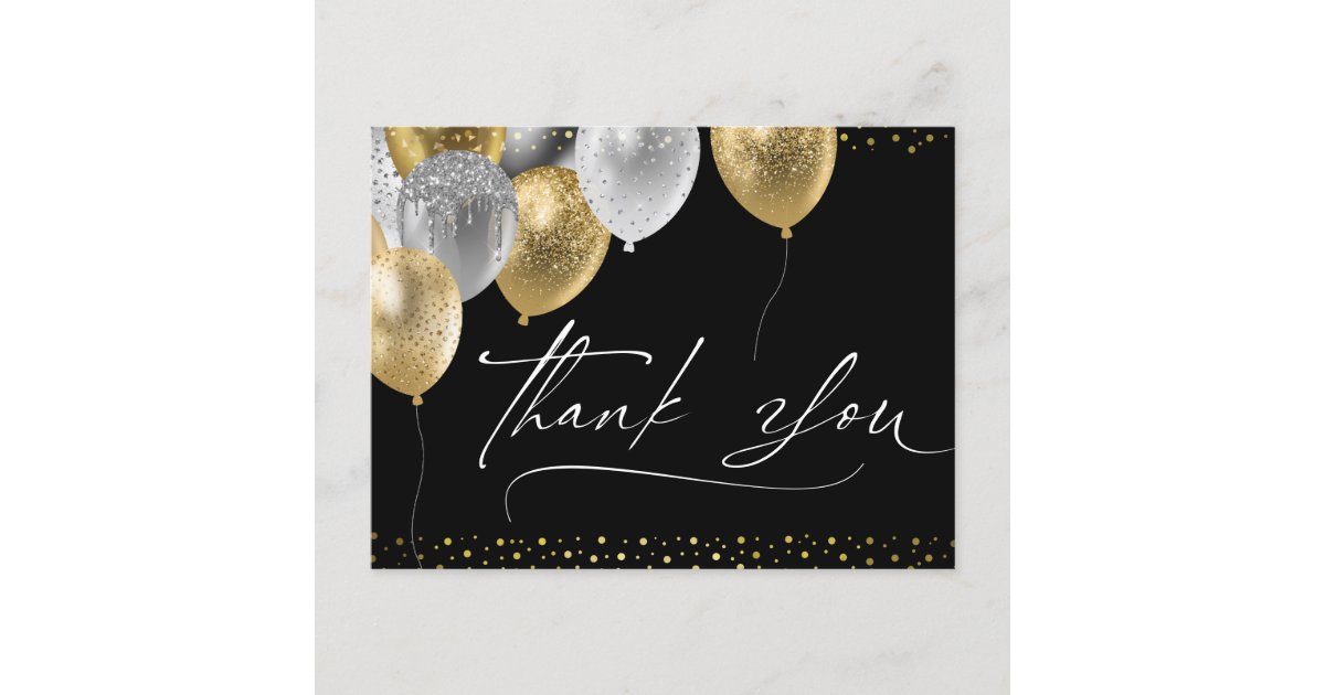 Thank You Black and Gold Elegant Postcard | Zazzle
