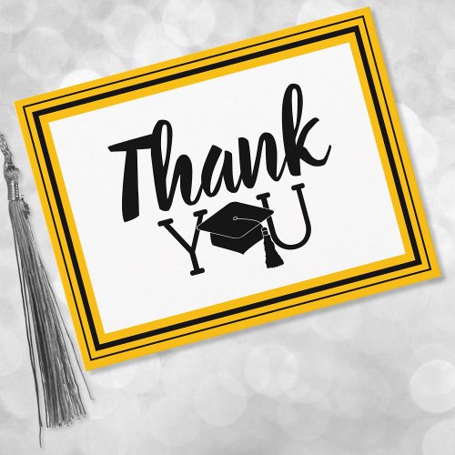 Thank You Black and Gold School Colors Postcard