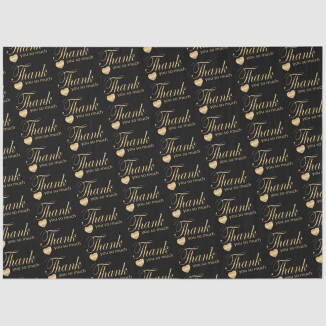 Thank You - Black and Gold Script  Tissue Paper (Front)