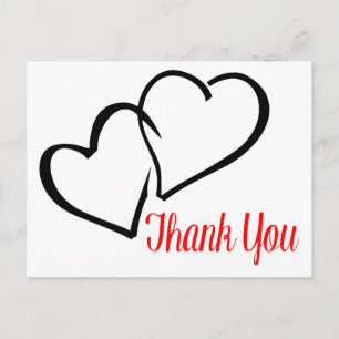 Thank You Black And Red Hearts Post Card