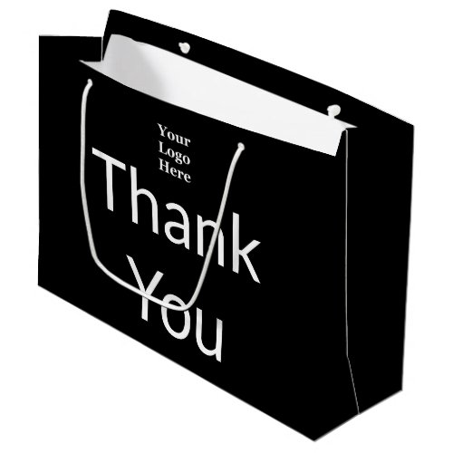 Thank You Black and White Business Your Logo Here Large Gift Bag