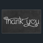 Thank You Black And White Chalkboard Heart Rectangular Sticker<br><div class="desc">Say thank you in style! ! This charming sticker features a mix of rustic charm and cuteness with a white Thank you greeting in a fun heart font with a vintage black chalkboard background. Custom thank you stickers /labels are great for many occasions... . Attach to wedding / party favors...</div>