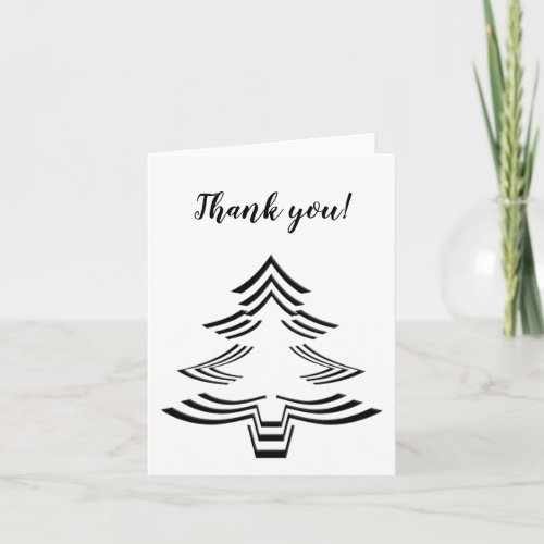 Thank You Black and White Christmas Tree Pattern